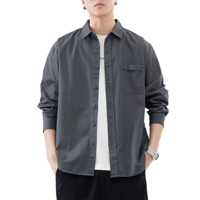 Camisa de Algodón Pesado Estilo Americano para Hombre - Image 4