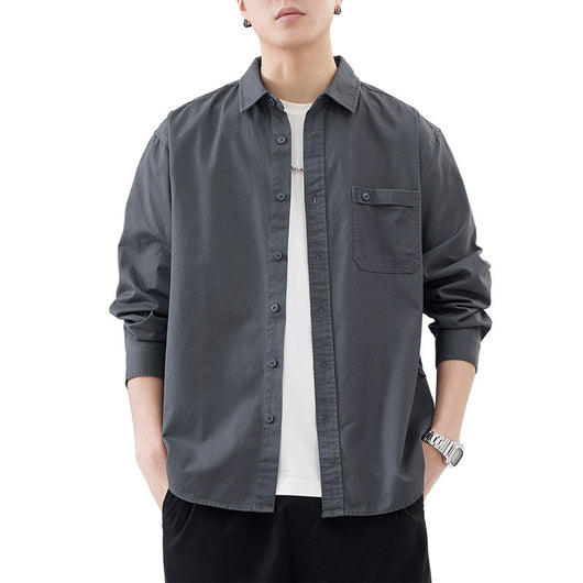Camisa de Algodón Pesado Estilo Americano para Hombre - Image 4