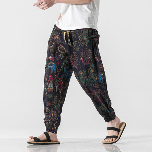 Pantalones Casuales Retro con Hebilla para Hombre