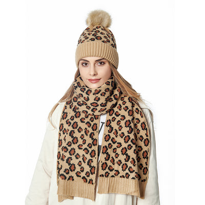 Conjunto de Gorro y Bufanda Estampado Leopardo para Otoño e Invierno - Image 22