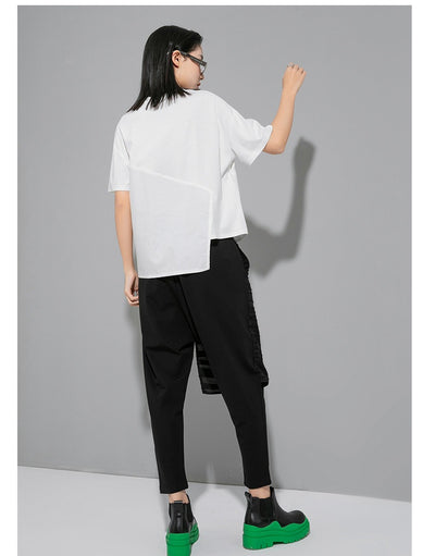 Camiseta Manga Corta con Costuras Decorativas y Diseño Irregular - Image 10