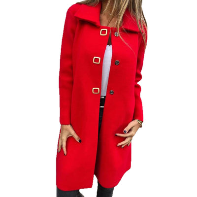 Abrigo de Lana para Mujer de Largo Medio con Diseño Cruzado Simple - Image 5