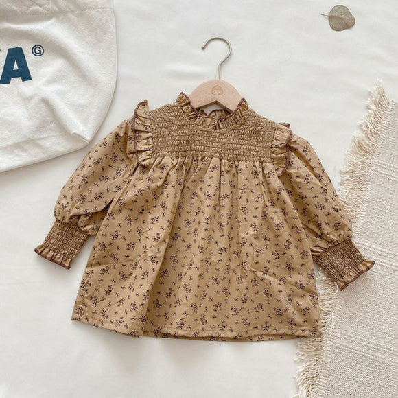 Muñeca Infantil de Manga Larga con Estampado Floral y Forro Suave