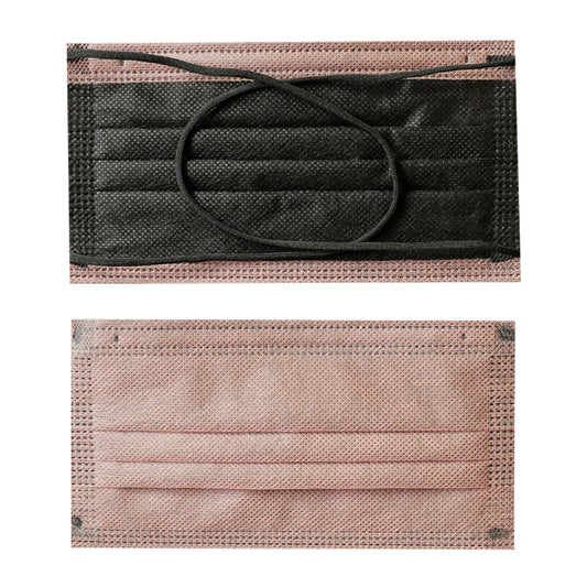 Black and sage green disposable protective mask with crossed ear straps, showing pleated design and non-woven fabric. - Image 2