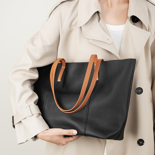 Bolso Tote de Cuero Genuino Hecho a Mano - Bolsa Portátil para Mujer - Image 2