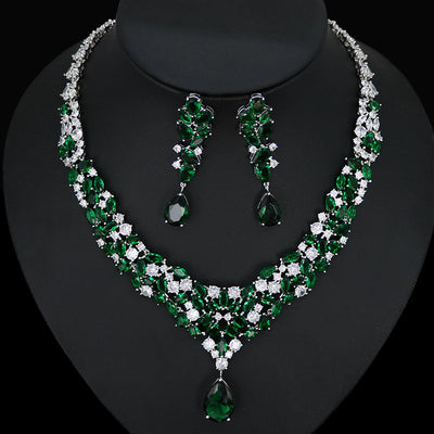 Conjunto de Collar y Aretes de Circonita para Novia - Image 3