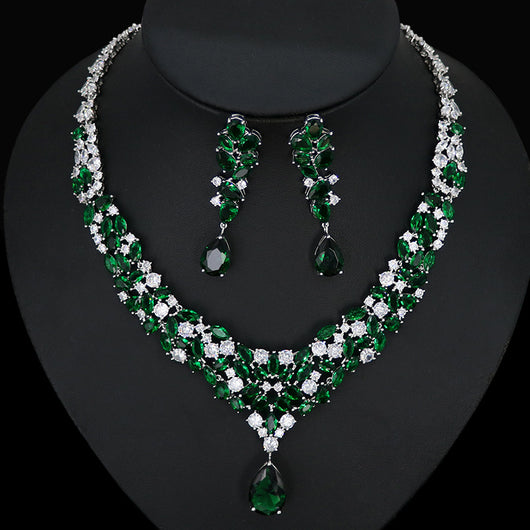 Conjunto de Collar y Aretes de Circonita para Novia - Image 3