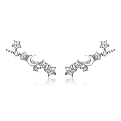 Aretes de Plata con Estrella y Luna - Circonitas Incrustadas Diseño Minimalista - Image 5