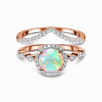 Anillo de Piedra Luna Onda Oro Rosado para Mujer - Image 7