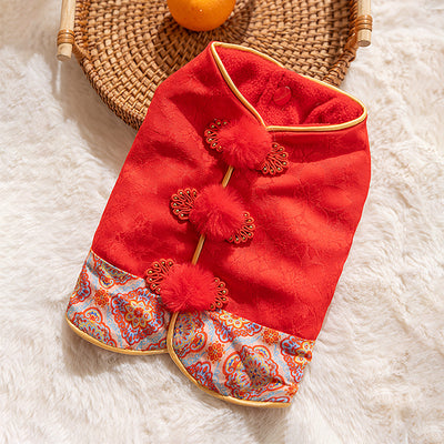 Chaleco Tang Tradicional con Estampado de Flor de Cerezo para Mascotas Pequeñas - Abrigo Cálido para Otoño e Invierno - Image 8