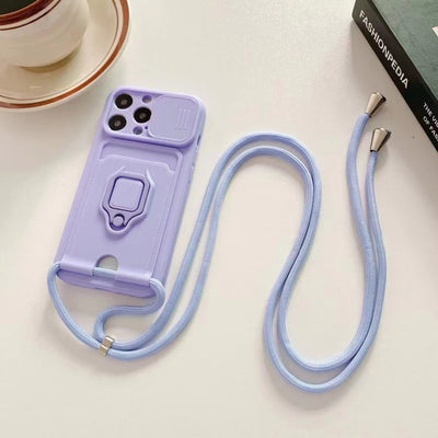 Funda Protectora con Anillo, Correa y Soporte Diagonal para Teléfono - Image 6