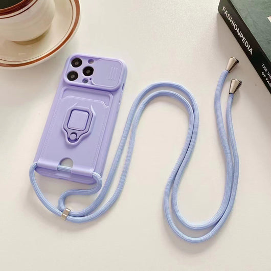Funda Protectora con Anillo, Correa y Soporte Diagonal para Teléfono - Image 6