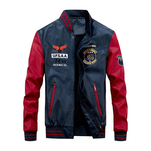 Chaqueta de Cuero Cropped con Forro Polar para Hombre - Estilo Béisbol - Image 29