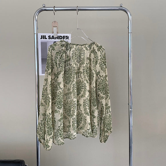 Blusa Protectora Floral con Mangas Linterna y Filtro Solar