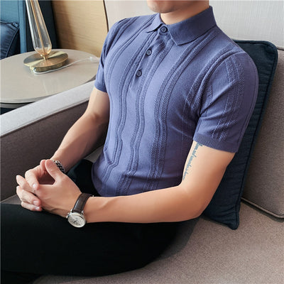 Polo Tejido de Manga Corta para Hombre con Textura y Elasticidad - Image 23