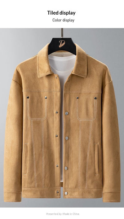 Chaqueta de Trabajo Primavera-Verano en Tela Tipo Ante para Hombre - Image 7