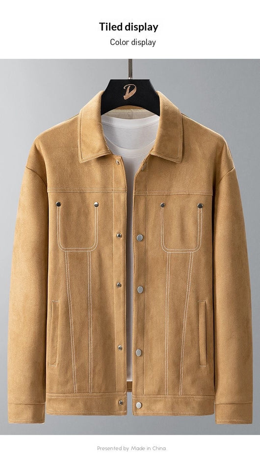 Chaqueta de Trabajo Primavera-Verano en Tela Tipo Ante para Hombre - Image 7