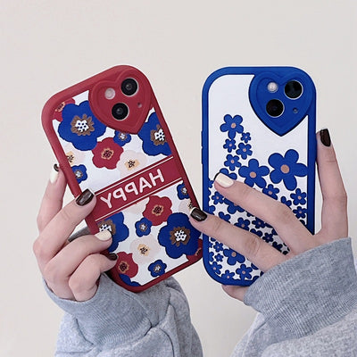 Funda de Silicona para Teléfono con Flores Azules - Diseño Amor - Image 2
