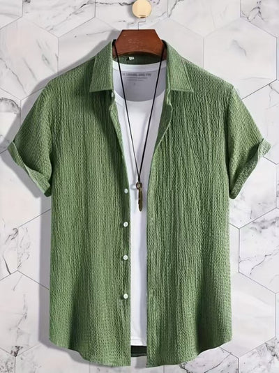Camisa Casual de Manga Corta Holiday Leisure sin Arrugas para Hombre - Image 44