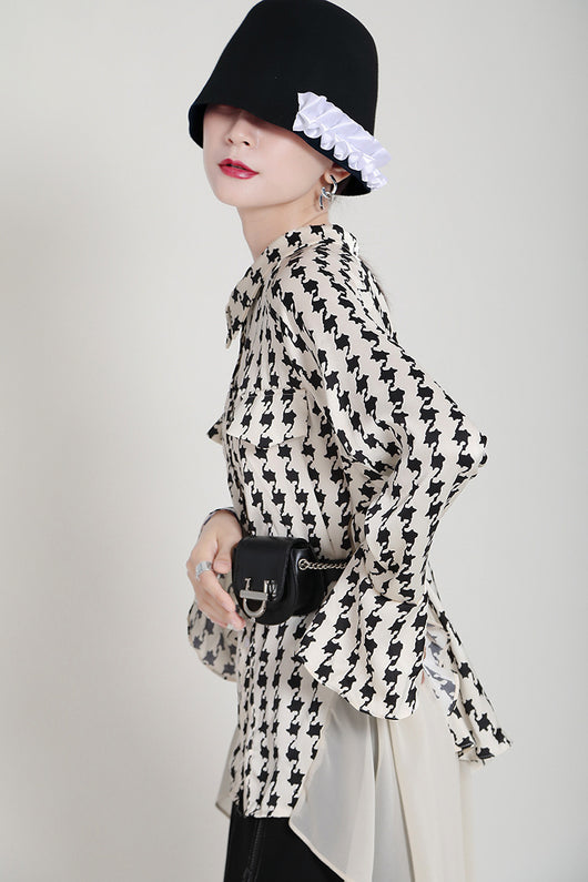 Vestido Camisero Estampado con Mangas Acampanadas Efecto Dos Piezas - Image 15