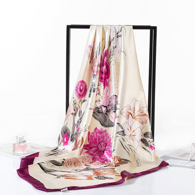 Pañuelo Cuadrado Protección Solar Estampado Floral para Mujer - Image 12