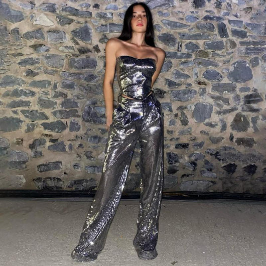 Pantalón Cintura Alta y Pierna Ancha con Detalle Ombligo
