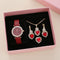 Juego de 4 Piezas: Reloj de Cuarzo Elegante con Cinturón de Diamantes para Mujer