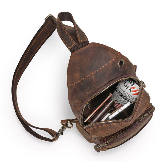 Bolsa Pecho Cuero Crazy Horse para Hombre - Estilo Outdoor - Image 6