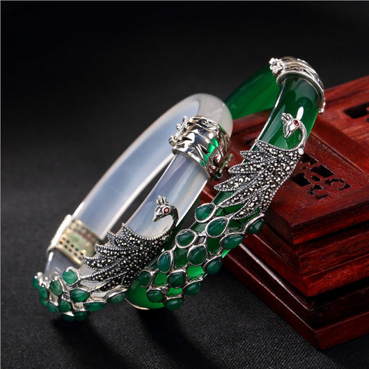 Pulsera de Plata Esterlina Vintage con Calcedonia Blanca Natural - Diseño Artesanal - Image 5