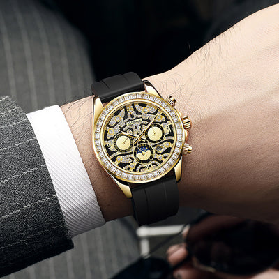 Reloj Mecánico Automático Hombre con Calendario Sol Luna Estrella Resistente al Agua - Image 7