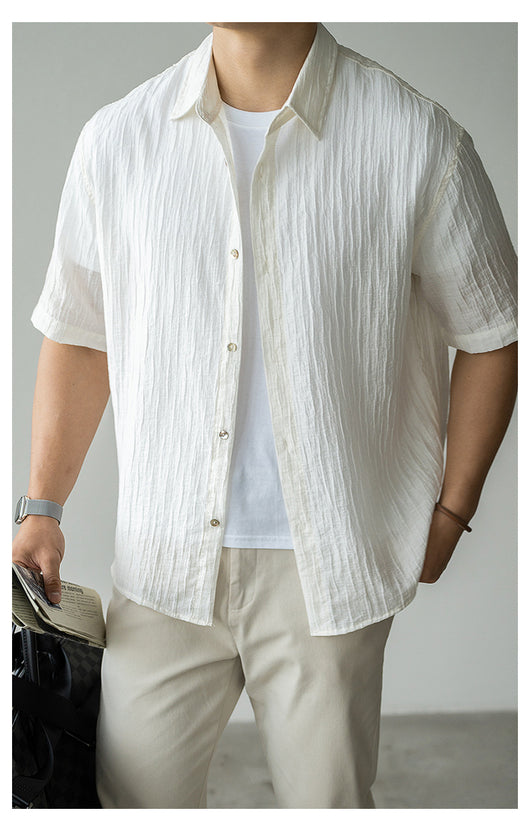 Camisa de Negocios Manga Corta para Hombre con Cuello Clásico - Image 21
