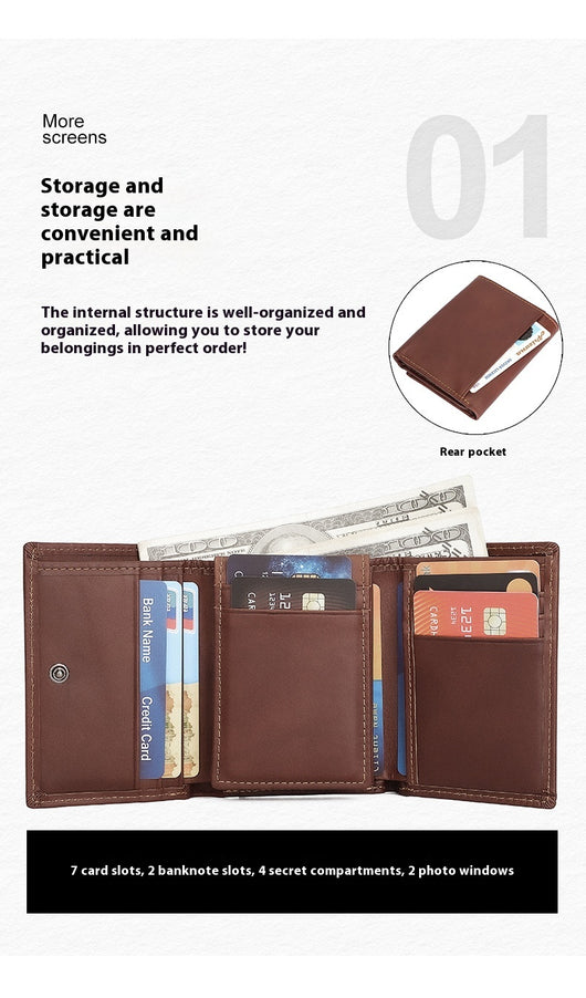 Billetera Vintage de Cuero con Protección RFID y Múltiples Compartimentos - Image 11