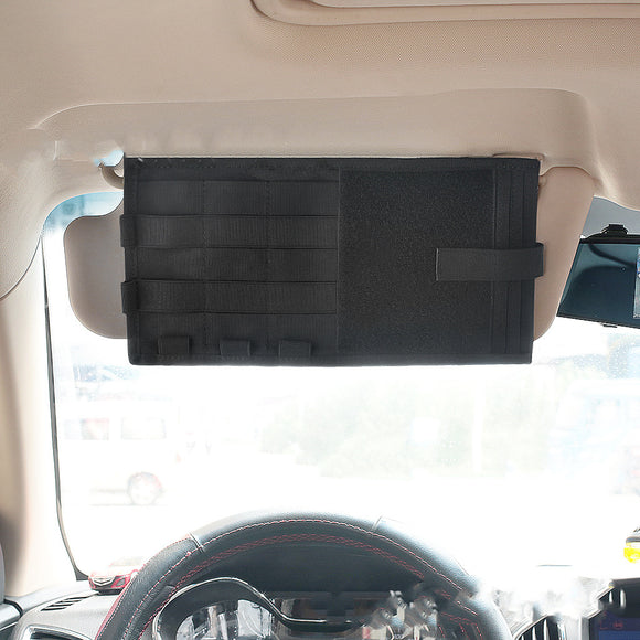 Organizador MOLLE Táctico para Visera de Auto con Múltiples Bolsillos