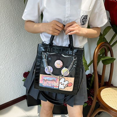 Bolso Bandolera Transparente Cuadrado de Gran Capacidad para Estudiantes - Image 3