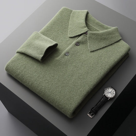 Cardigan Grueso Hombre Cuello Polo Casual Suelto - Image 6