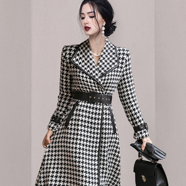 Abrigo Largo Estilo Western con Solapa y Cintura Ajustable