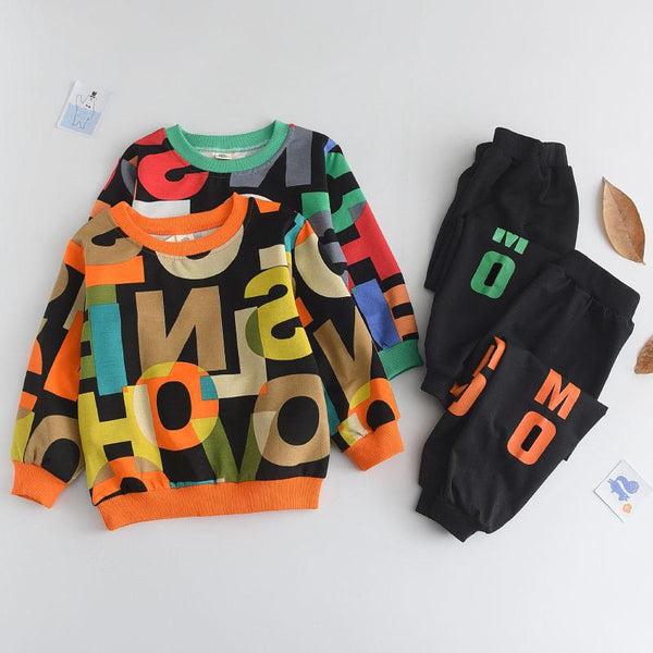 Conjunto de Ropa Infantil 2 Piezas: Sudadera y Pantalón Estampado para Todas las Estaciones