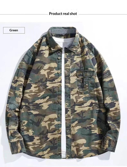 Chaqueta Casual Camuflaje Hombre - Camisa Suelta Retro Manga Larga - Image 15