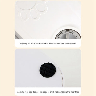 White automatic pet feeder with a pink timer dial and an embossed paw print on the lid. - Image 21