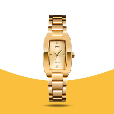 Reloj Elegante para Mujer con Diamantes y Correa de Acero Dorado - Image 9