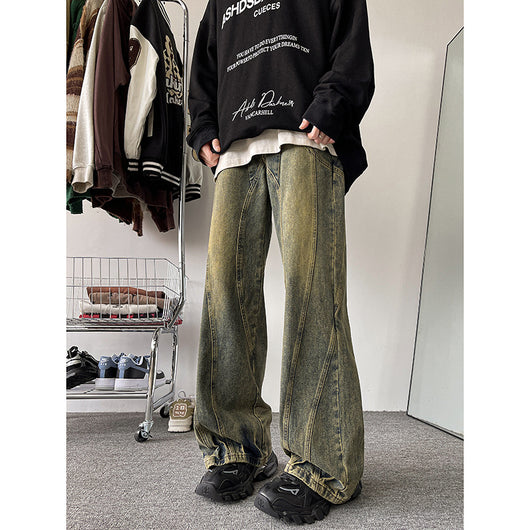 Pantalón Ancho Retro Americano Lavado Suelto con Micro Pinzas - Image 6