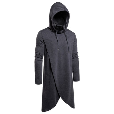 Sudadera Hoodie Slim Fit Irregular de Largo Medio en Colores Sólidos para Hombre - Image 15