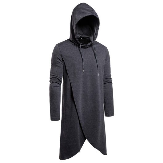 Sudadera Hoodie Slim Fit Irregular de Largo Medio en Colores Sólidos para Hombre - Image 15