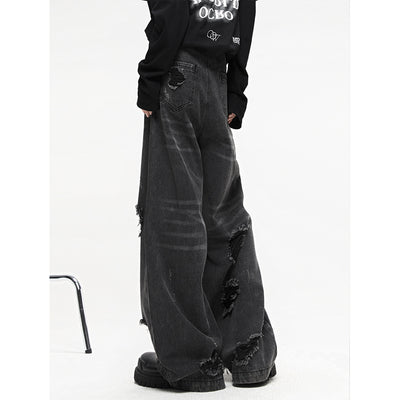 Jeans Anchos con Lavado Destruido Premium - Image 7