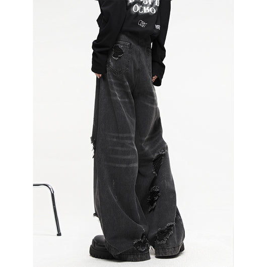 Jeans Anchos con Lavado Destruido Premium - Image 7
