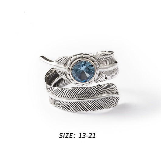 Anillo de Plata Esterlina con Cristal en Forma de Pluma - Image 9
