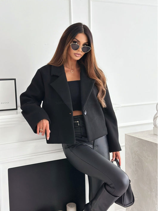 Abrigo de Lana con Cuello de Traje para Mujer - Colores Sólidos Otoño Invierno - Image 10