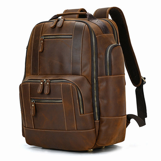 Mochila de Cuero Retro para Hombre - Gran Capacidad y Múltiples Bolsillos - Image 17