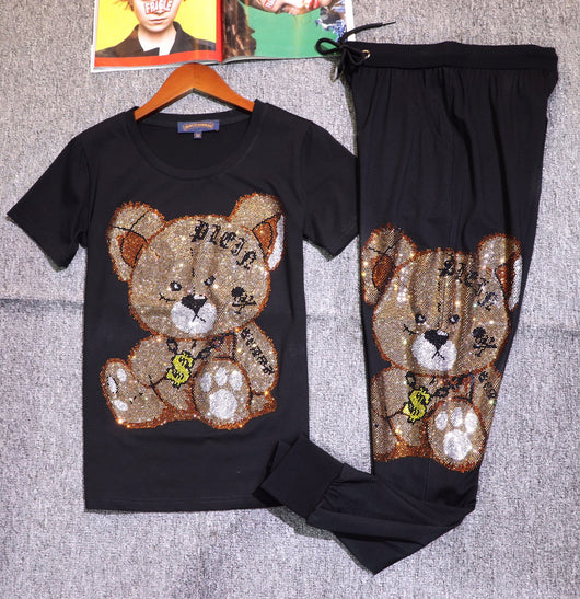Camiseta Infantil Estampado Oso con Strass y Pantalón Casual - Image 8