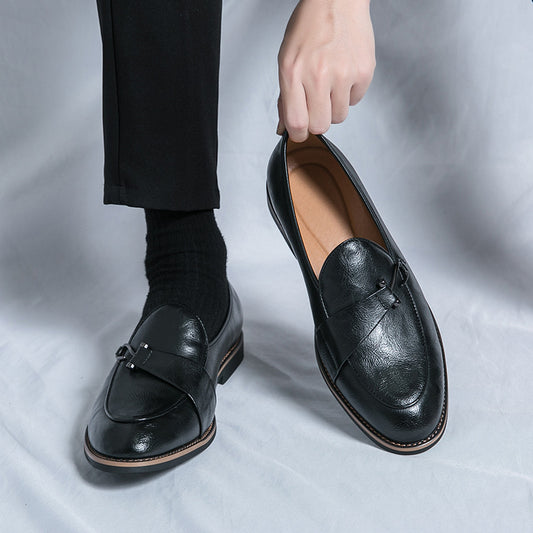 Zapatos Casuales Talla Grande Hombre Estilo Británico sin Cordones
